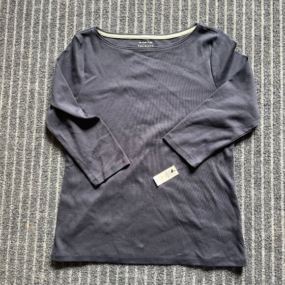 Talbots Navy long sleeve t shirt Nwt Size LP 100% pima cotton - Picture 1 of 4